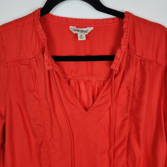 🌼Lucky Brand Womens Top Size Medium V Neck Tie Front Long Sleeve🌼 - Picture 7 of 10